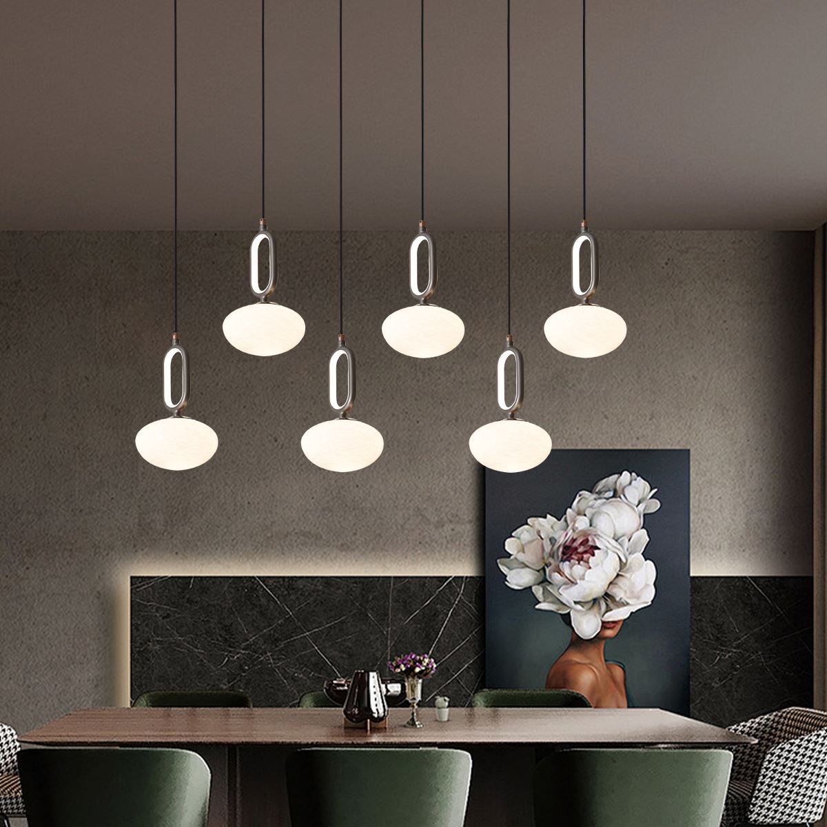 Lightsin Cloud Glass Pendant Light with Tri - Colour LED and Metal Frame - House Comfort