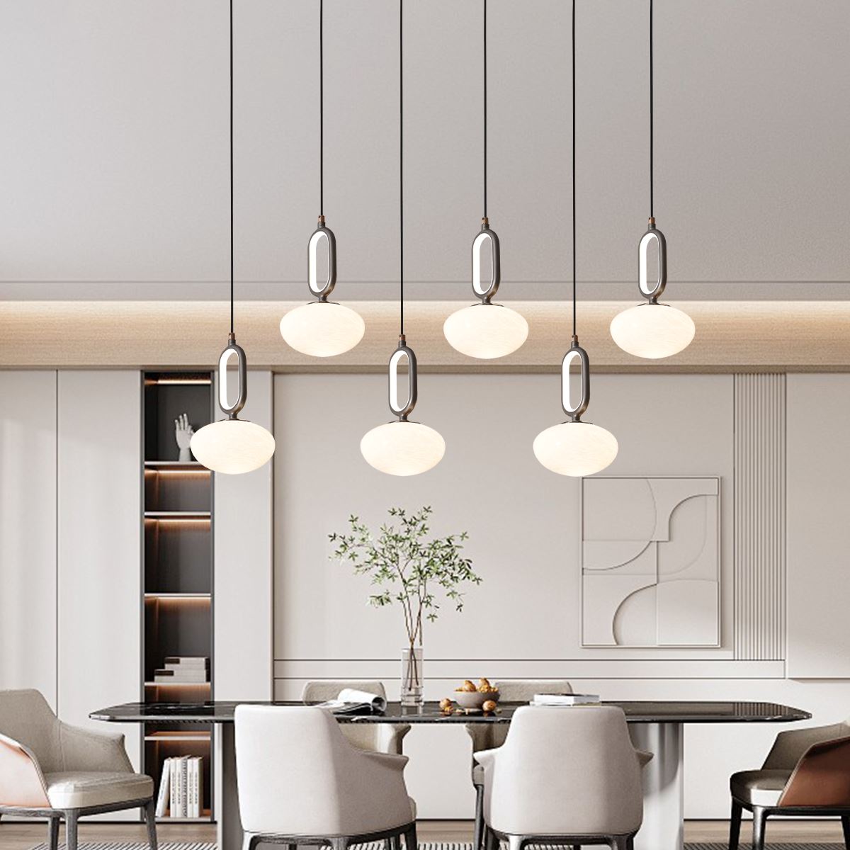 Lightsin Cloud Glass Pendant Light with Tri - Colour LED and Metal Frame - House Comfort