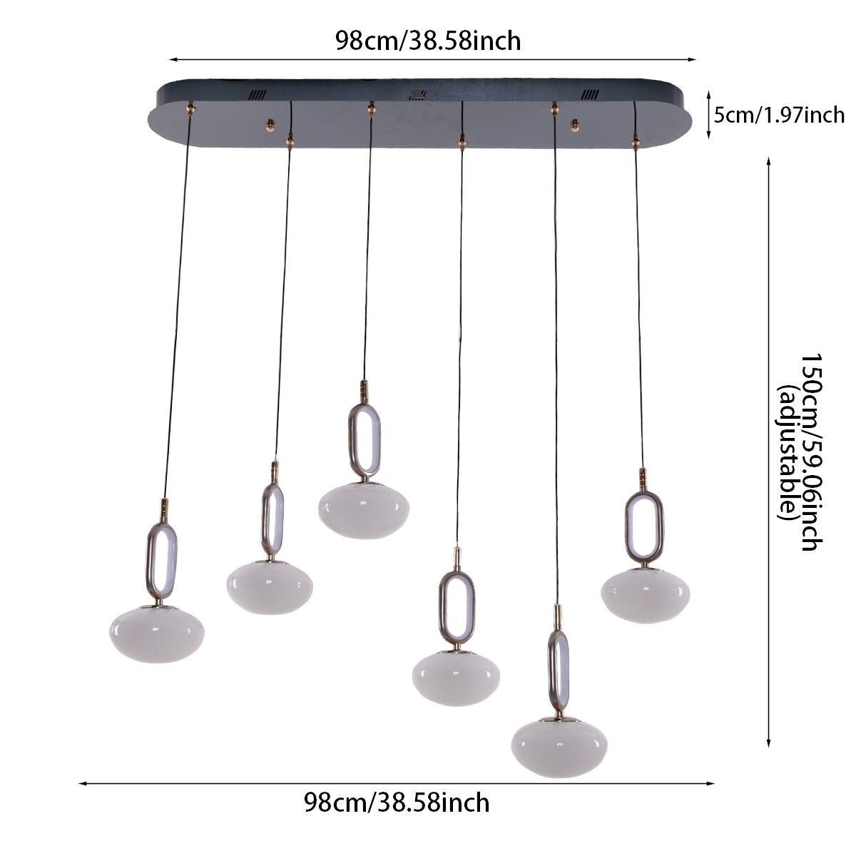 Lightsin Cloud Glass Pendant Light with Tri - Colour LED and Metal Frame - House Comfort