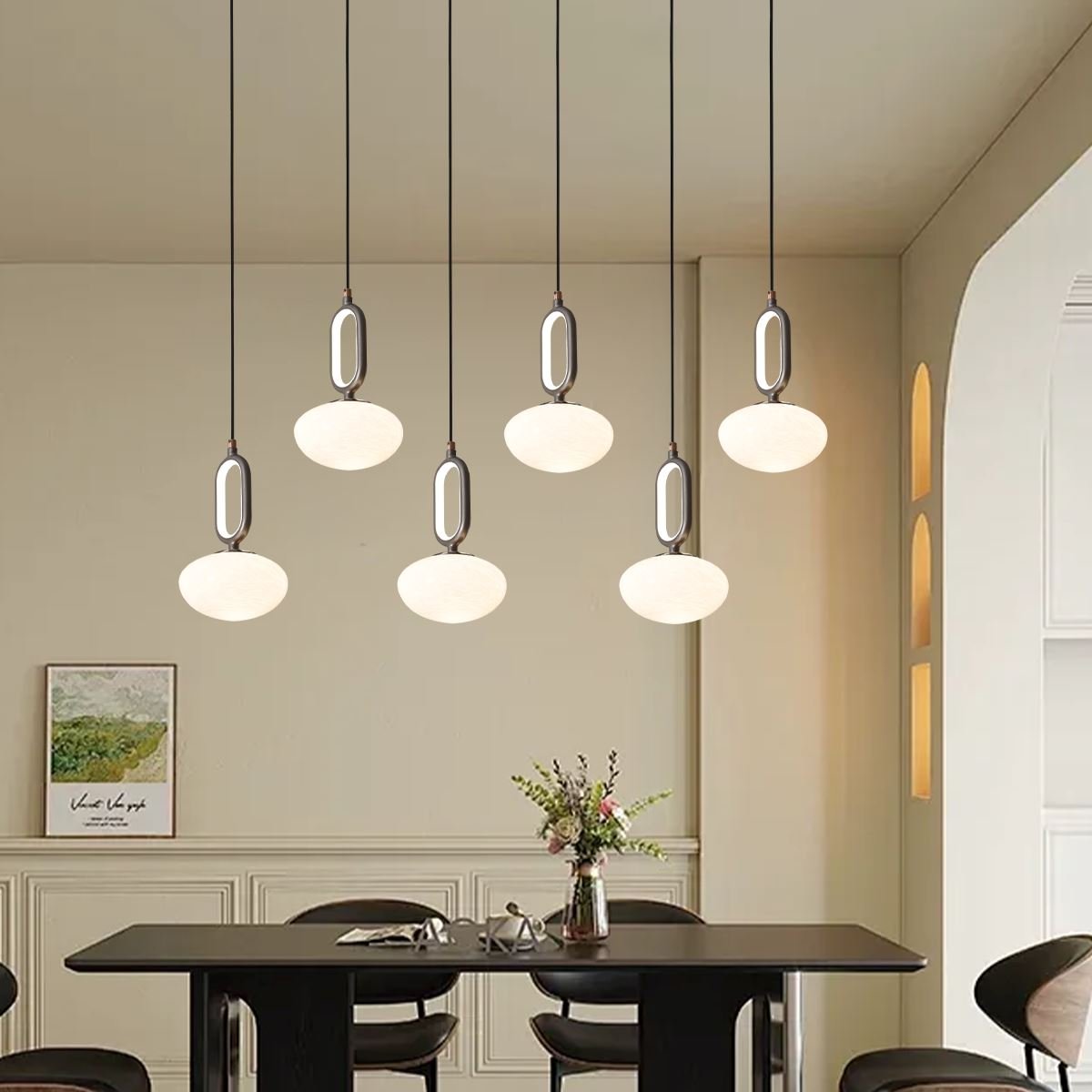 Lightsin Cloud Glass Pendant Light with Tri - Colour LED and Metal Frame - House Comfort