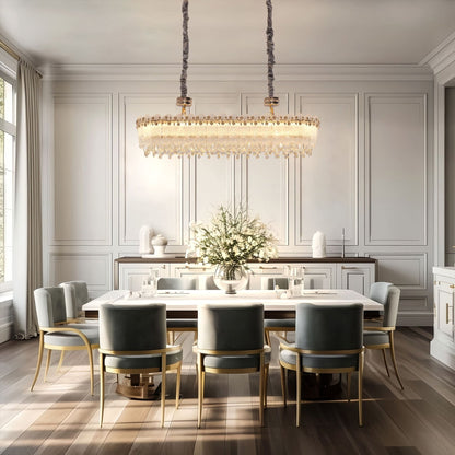 Lightsin Contemporary Crystal Pendant Light Oval and Round Dimmable Ceiling Fixture for Living Room and Hall - House Comfort