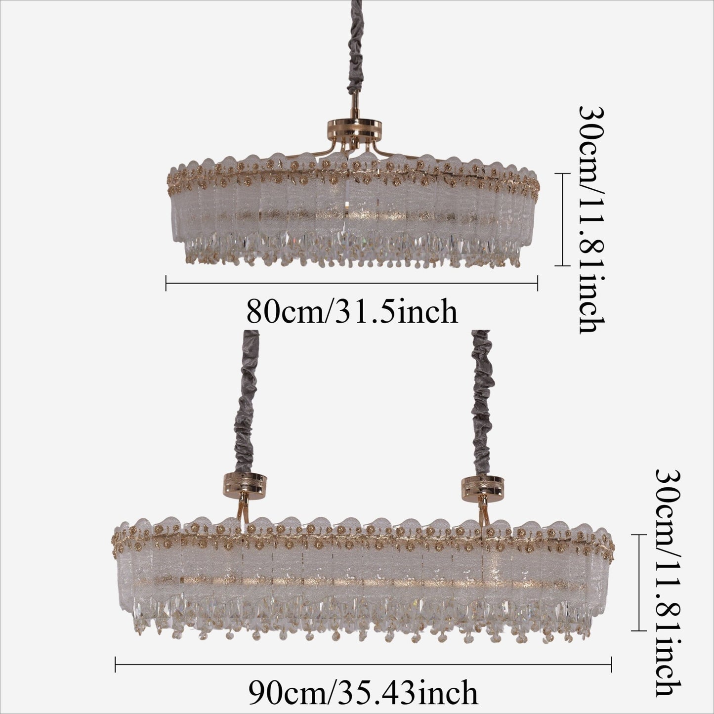 Lightsin Contemporary Crystal Pendant Light Oval and Round Dimmable Ceiling Fixture for Living Room and Hall - House Comfort