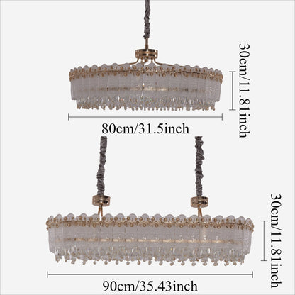 Lightsin Contemporary Crystal Pendant Light Oval and Round Dimmable Ceiling Fixture for Living Room and Hall - House Comfort