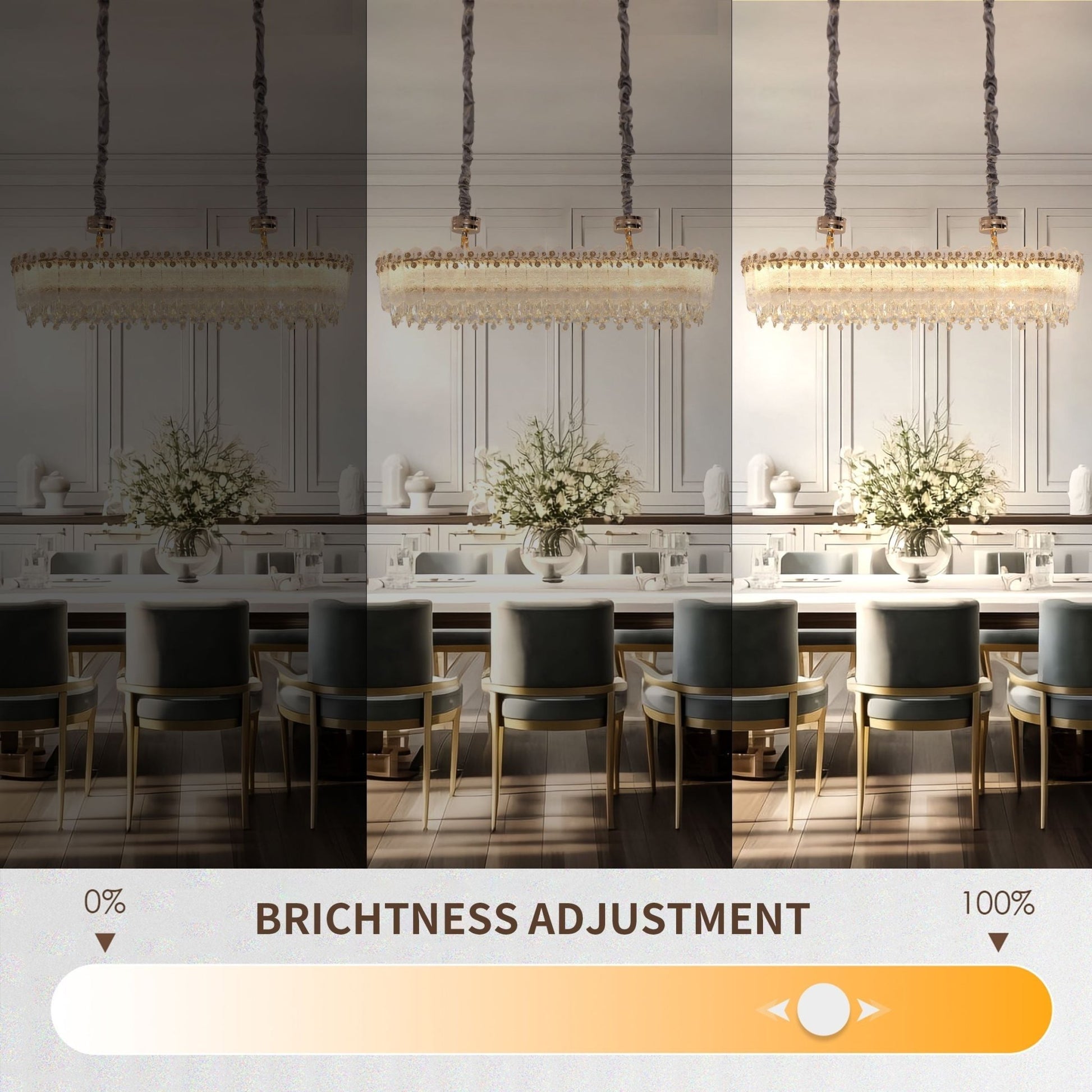 Lightsin Contemporary Crystal Pendant Light Oval and Round Dimmable Ceiling Fixture for Living Room and Hall - House Comfort