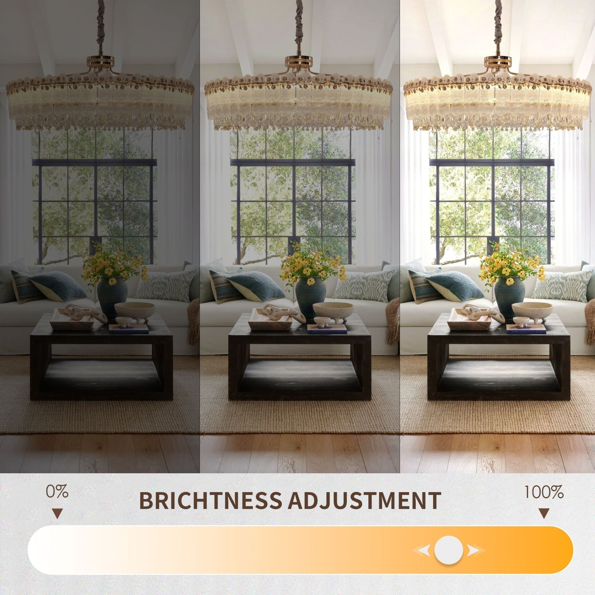 Lightsin Contemporary Crystal Pendant Light Oval and Round Dimmable Ceiling Fixture for Living Room and Hall - House Comfort