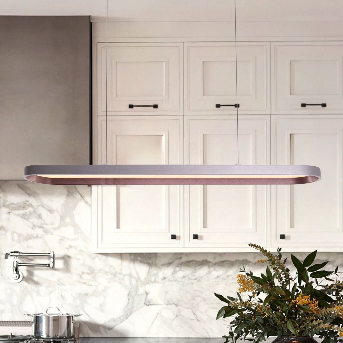 Lightsin Contemporary Gray - Brown Elliptical Dimmable Pendant Light - House Comfort