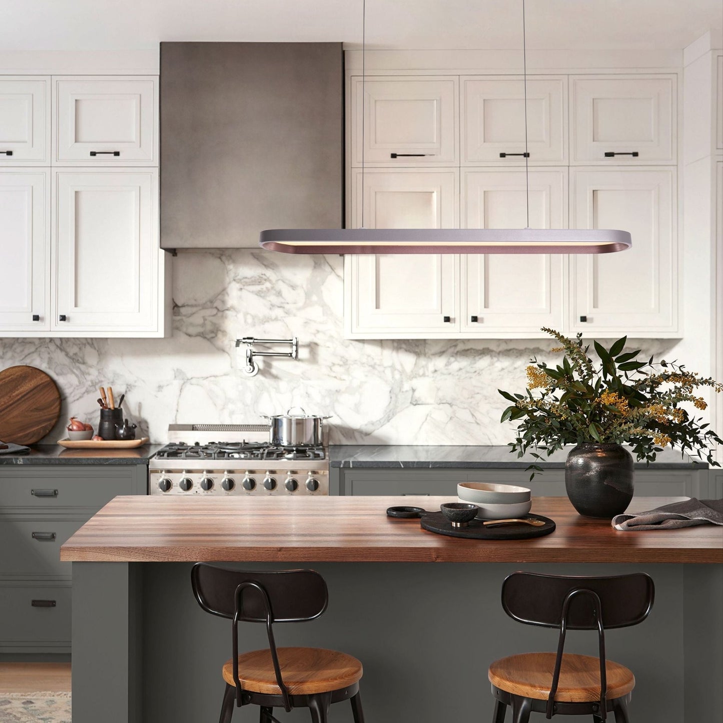 Lightsin Contemporary Gray - Brown Elliptical Dimmable Pendant Light - House Comfort