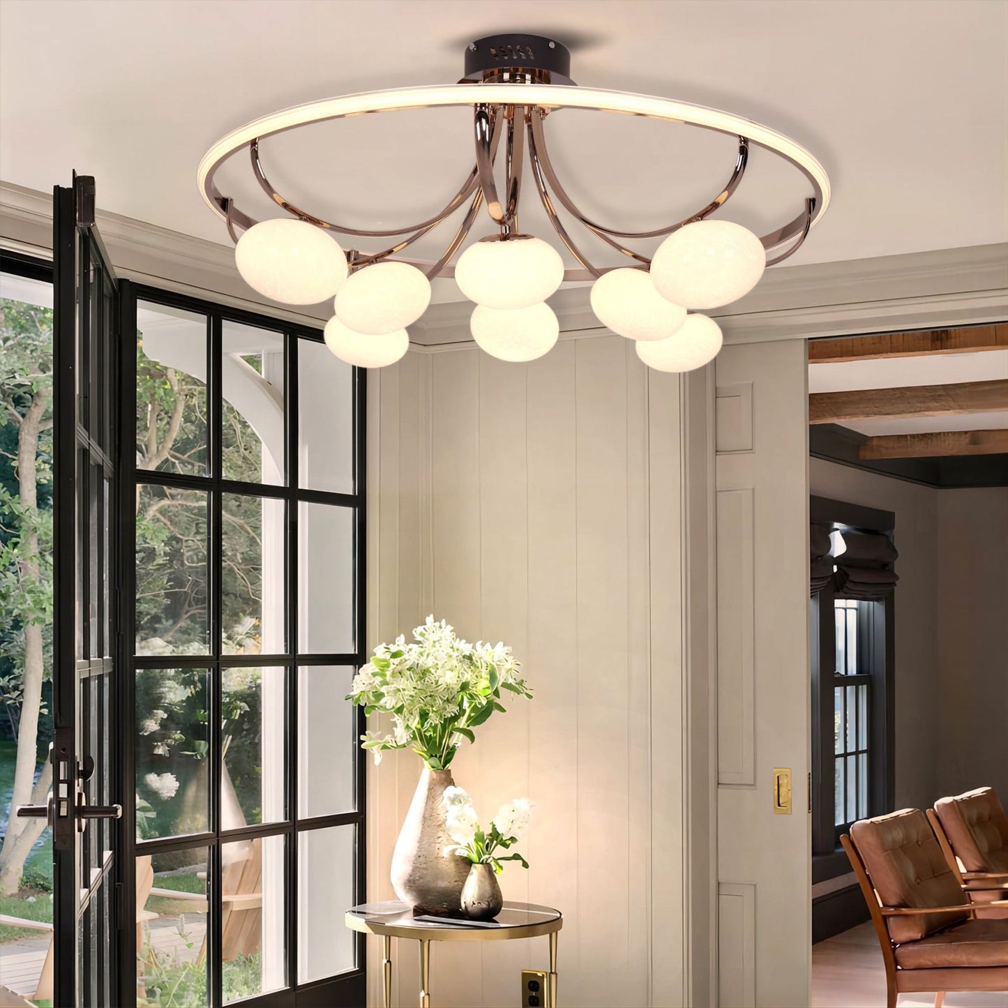 Lightsin Contemporary Iron Aluminum LED Ceiling Light with Marble Glass - House Comfort