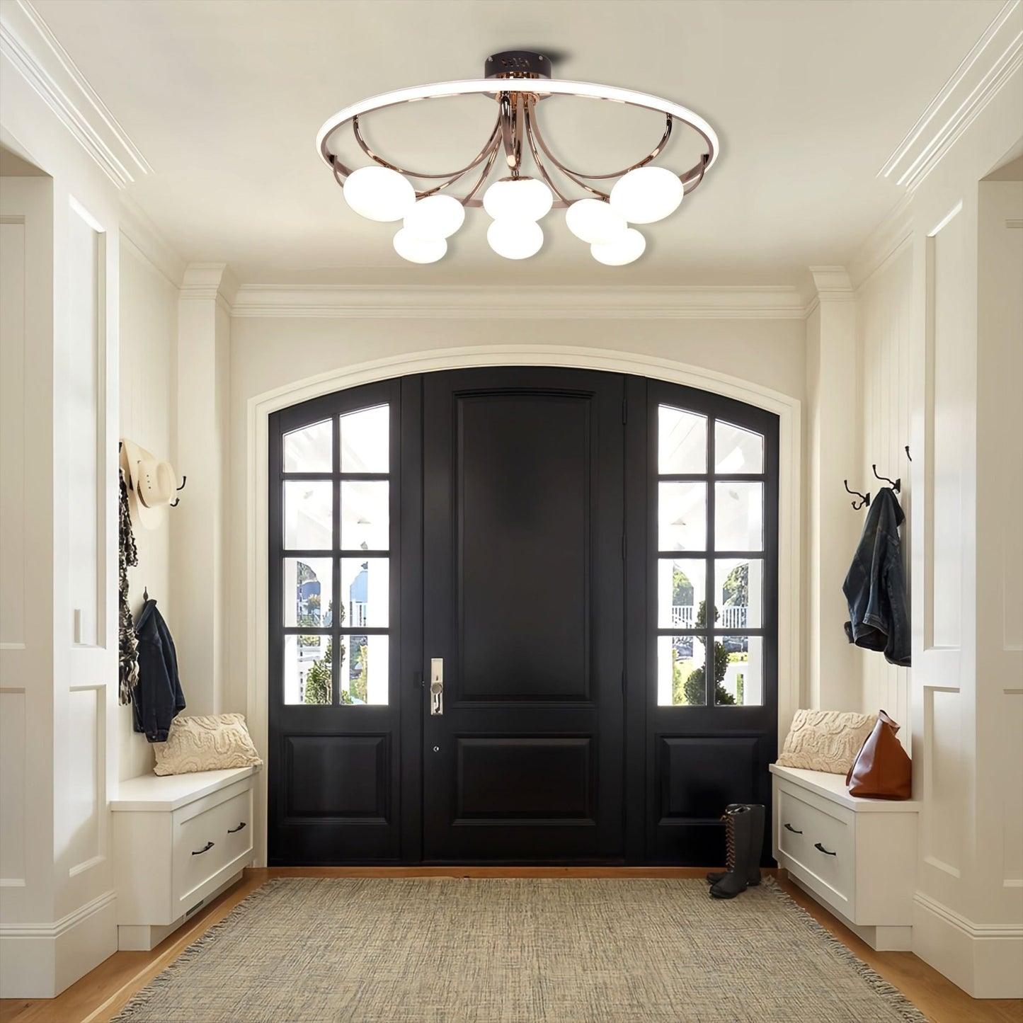 Lightsin Contemporary Iron Aluminum LED Ceiling Light with Marble Glass - House Comfort