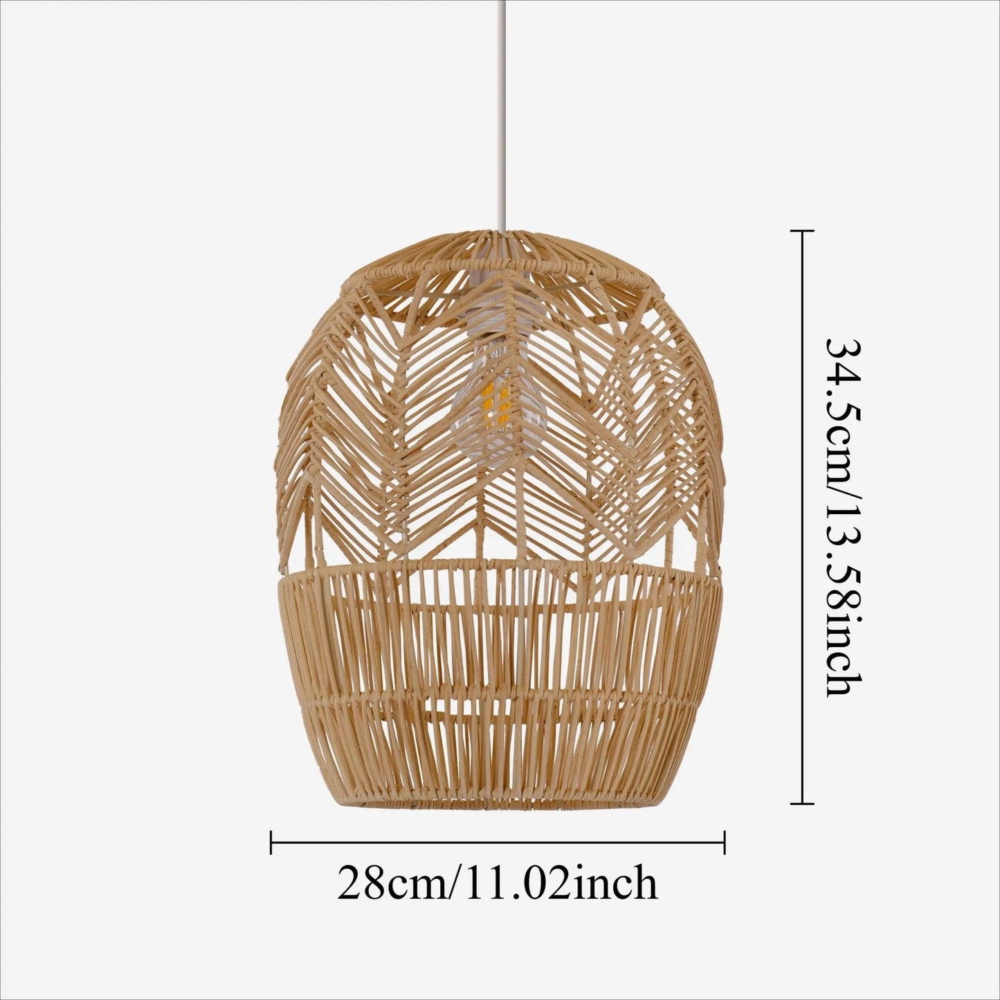 Lightsin Corrugated Elliptical Rattan Pendant Light for Living Room & Dining Room - House Comfort