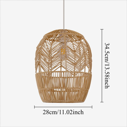 Lightsin Corrugated Elliptical Rattan Pendant Light for Living Room & Dining Room - House Comfort