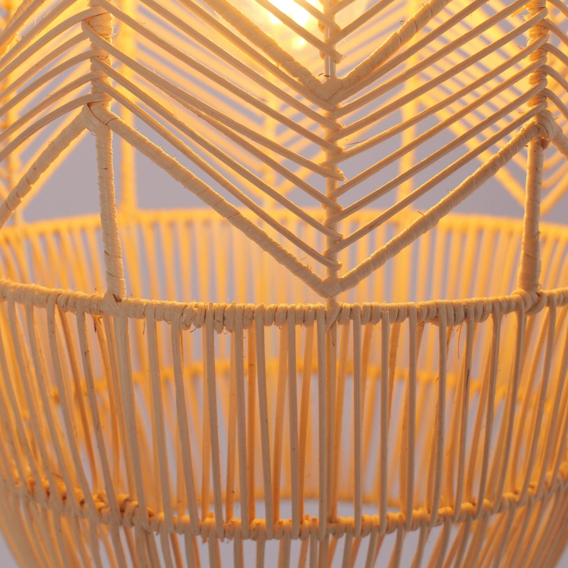 Lightsin Corrugated Elliptical Rattan Pendant Light for Living Room & Dining Room - House Comfort