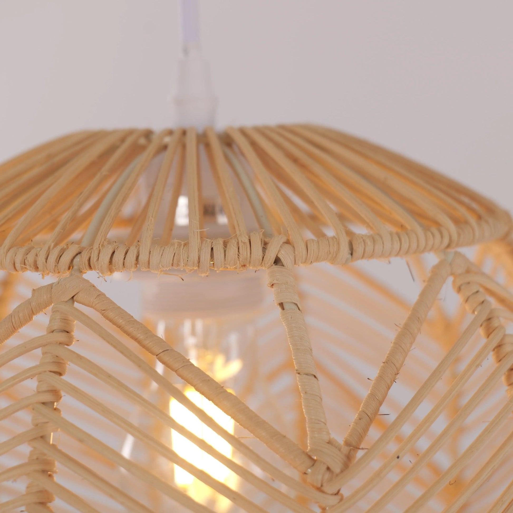 Lightsin Corrugated Elliptical Rattan Pendant Light for Living Room & Dining Room - House Comfort