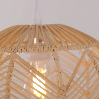 Lightsin Corrugated Elliptical Rattan Pendant Light for Living Room & Dining Room - House Comfort