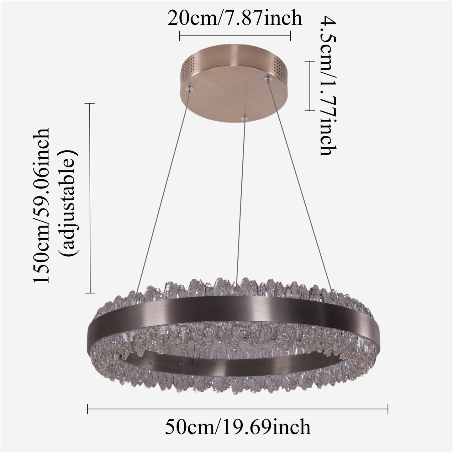 Lightsin Crystal LED Pendant Light Gold Circular Chandelier with Crystal Edges - House Comfort