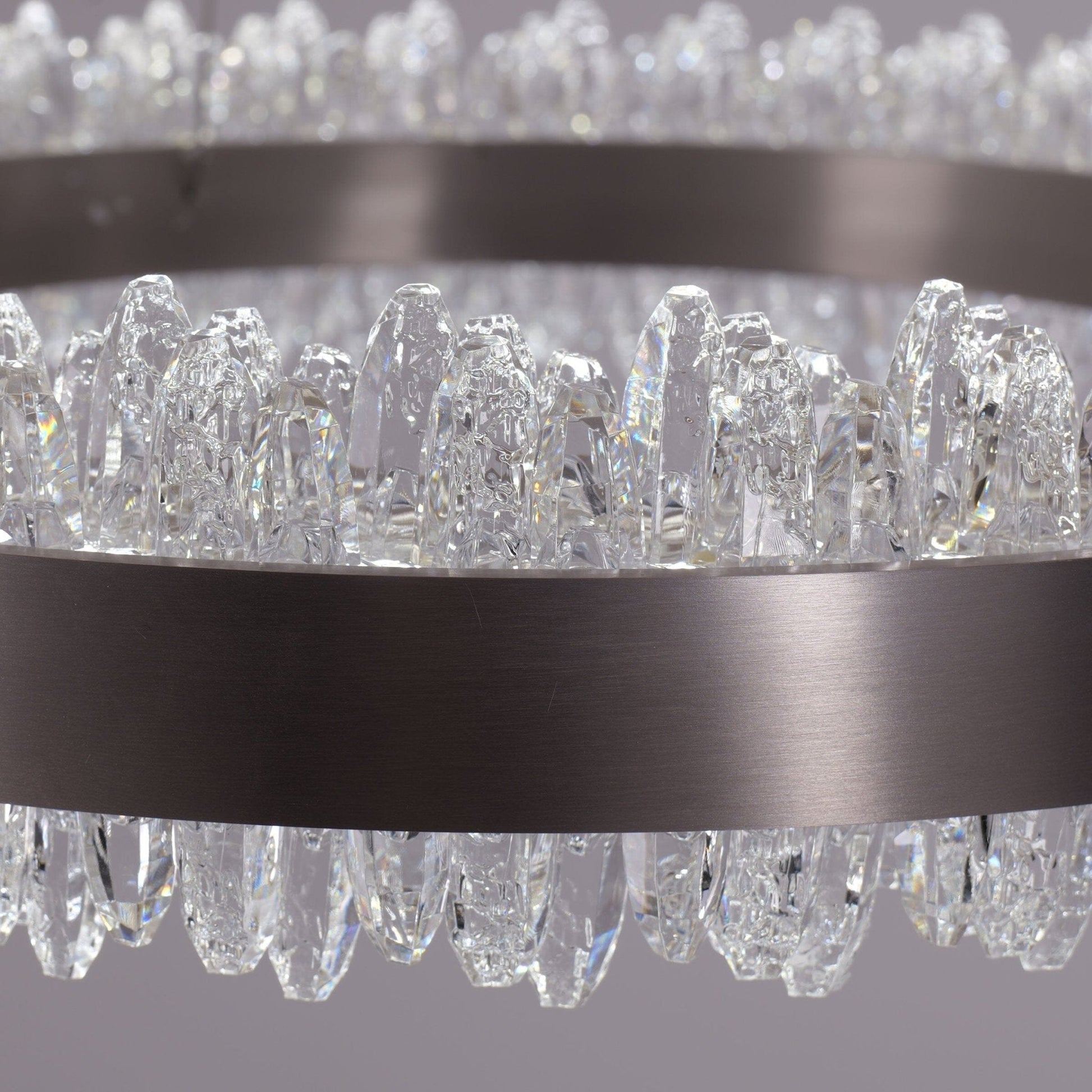 Lightsin Crystal LED Pendant Light Gold Circular Chandelier with Crystal Edges - House Comfort