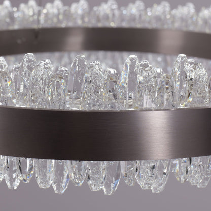 Lightsin Crystal LED Pendant Light Gold Circular Chandelier with Crystal Edges - House Comfort