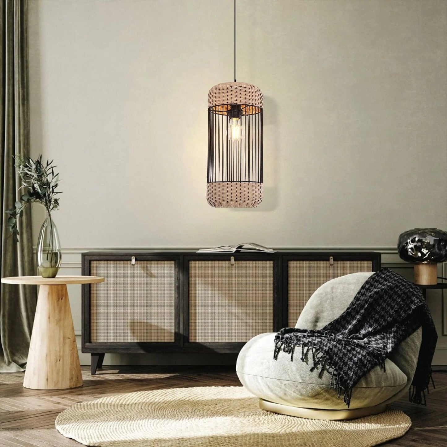 Lightsin Cylinder - Inspired Rattan Pendant Light for Warm Natural Elegance - House Comfort