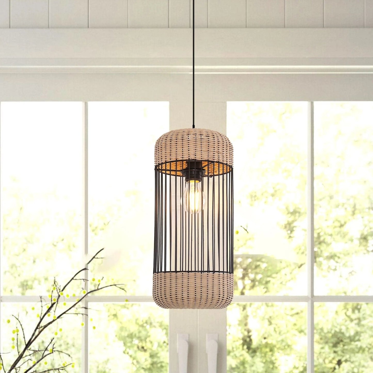 Lightsin Cylinder - Inspired Rattan Pendant Light for Warm Natural Elegance - House Comfort