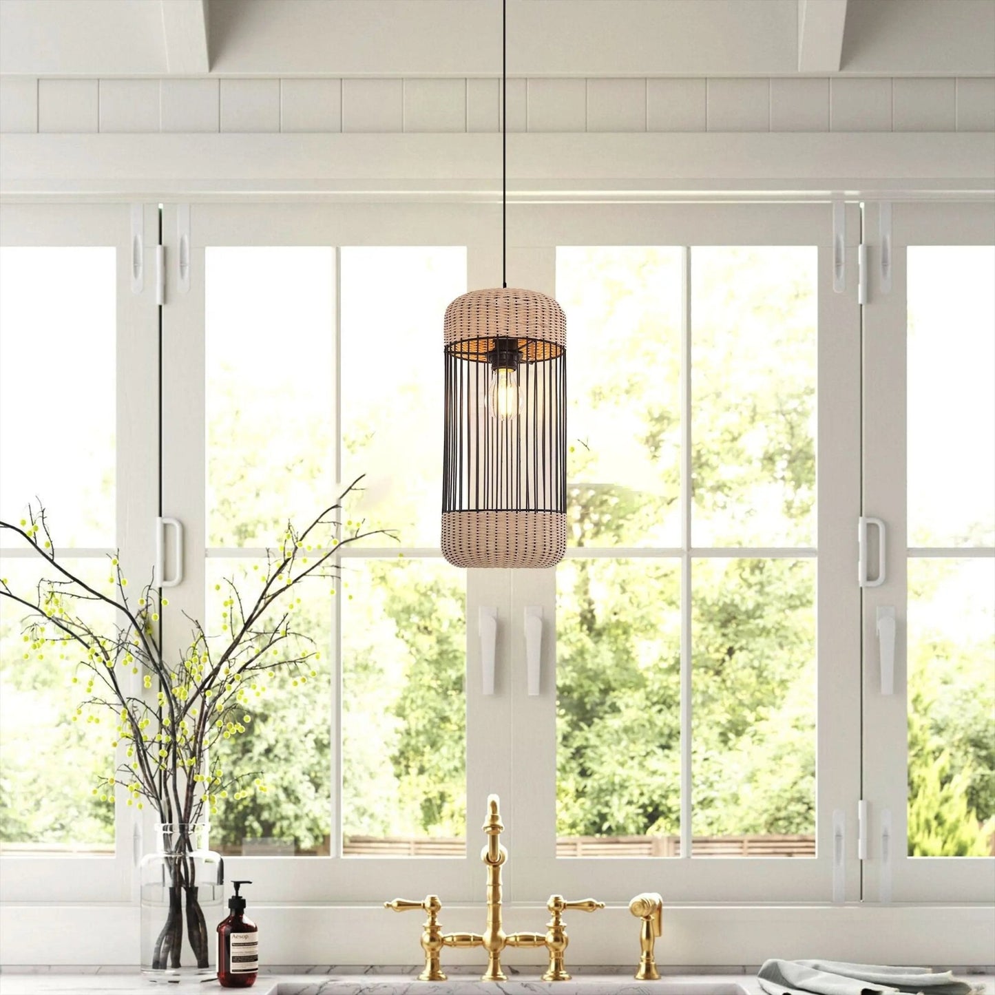 Lightsin Cylinder - Inspired Rattan Pendant Light for Warm Natural Elegance - House Comfort