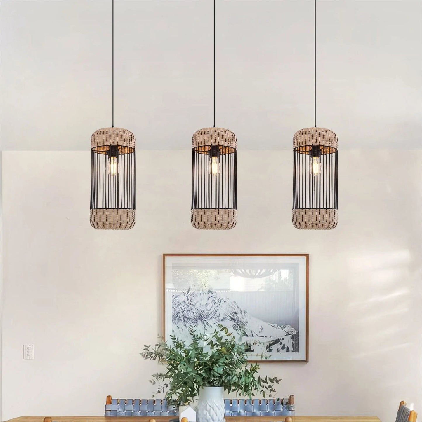 Lightsin Cylinder - Inspired Rattan Pendant Light for Warm Natural Elegance - House Comfort
