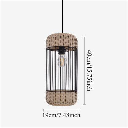 Lightsin Cylinder - Inspired Rattan Pendant Light for Warm Natural Elegance - House Comfort