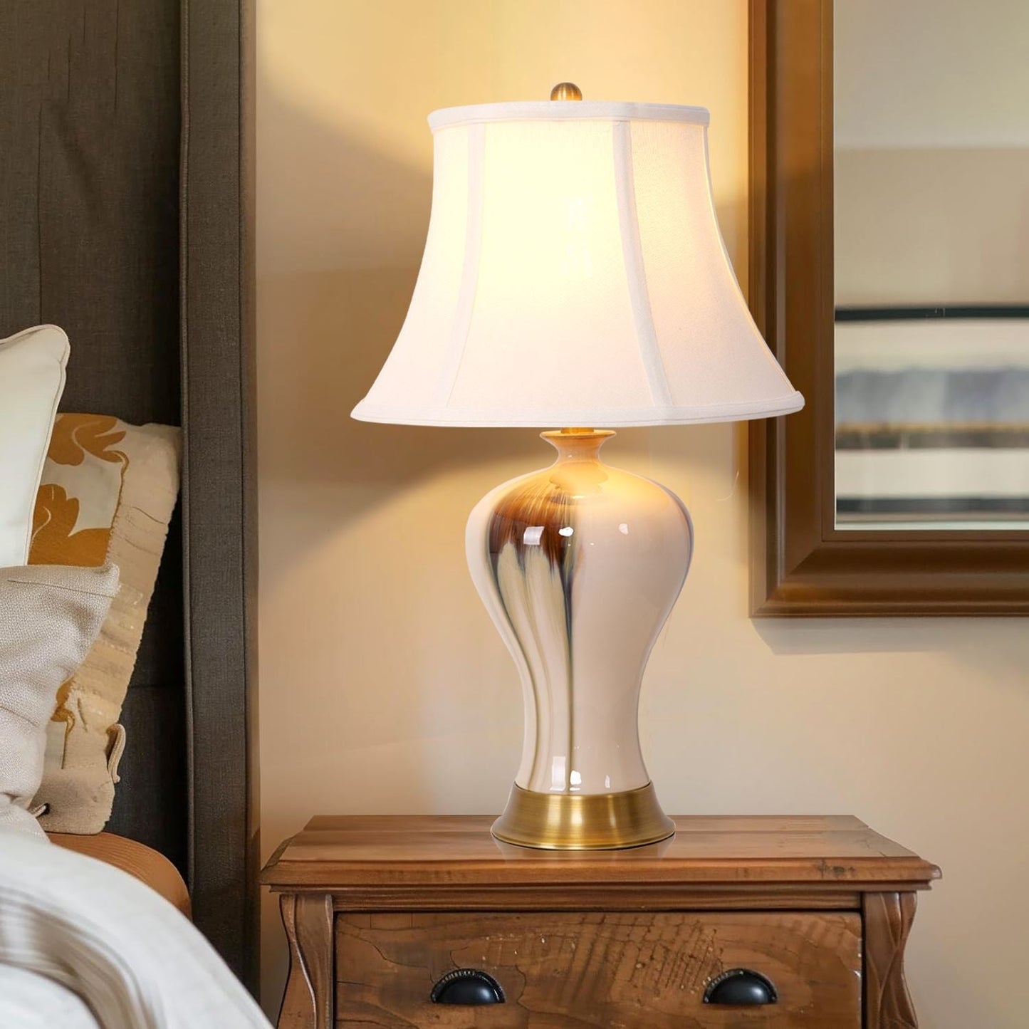 Lightsin Desk Lamp with Black Gold Gradient Glazed Ceramic Vase Design - House Comfort