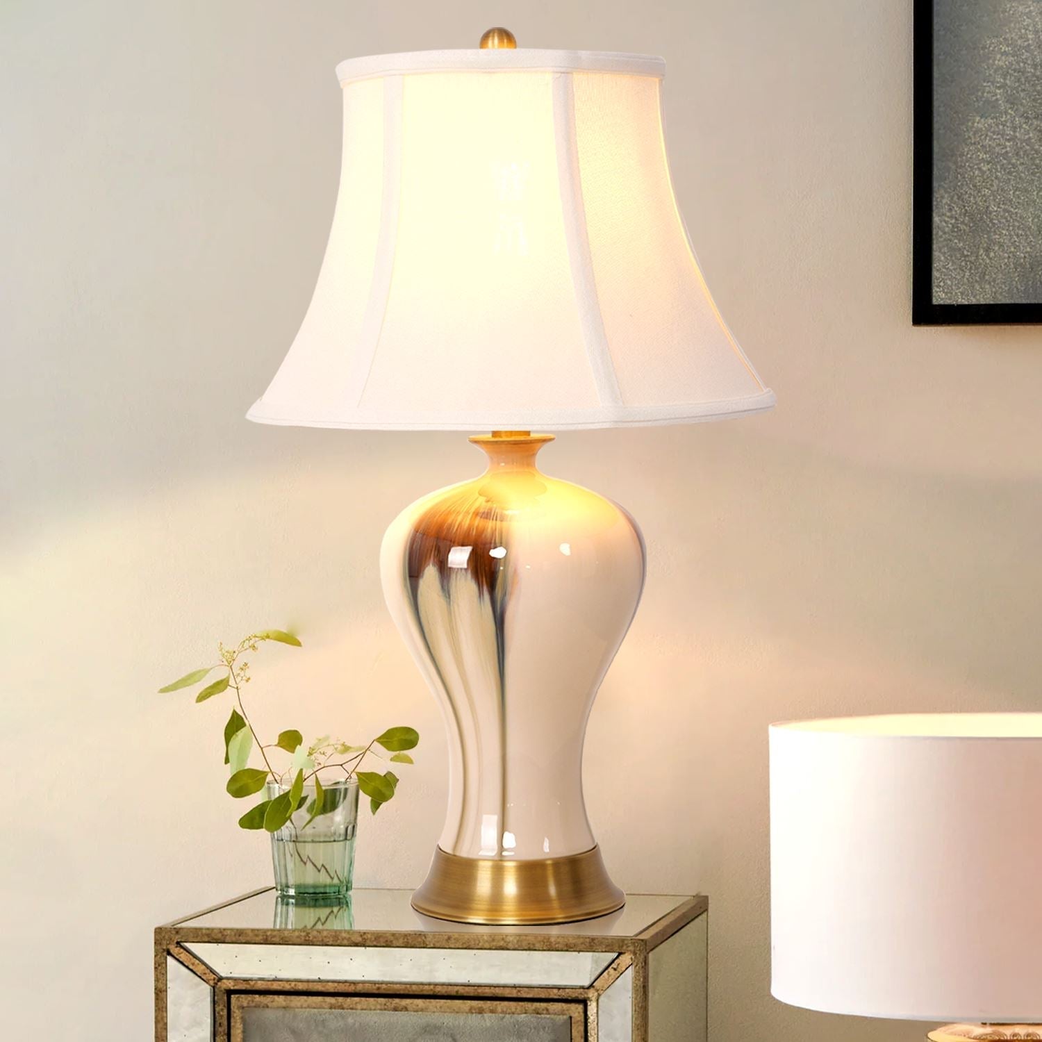 Lightsin Desk Lamp with Black Gold Gradient Glazed Ceramic Vase Design - House Comfort