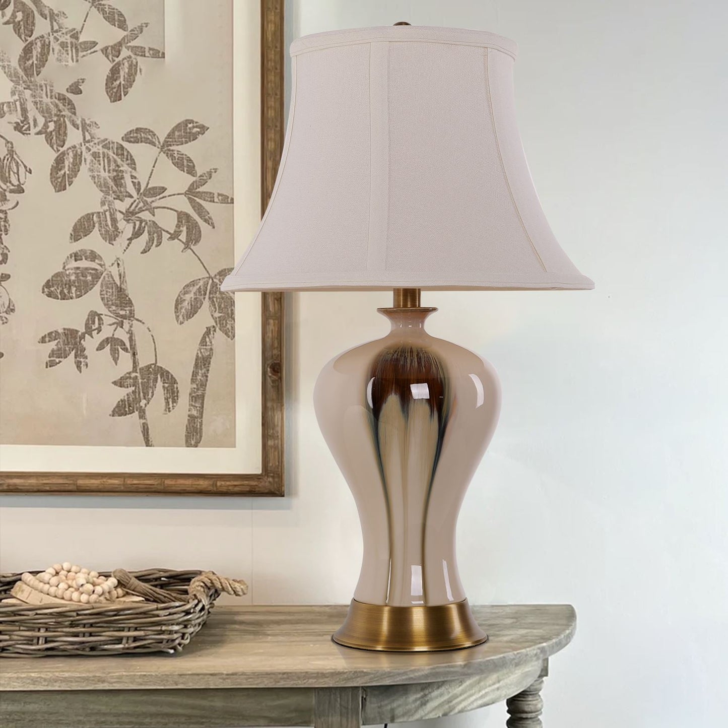 Lightsin Desk Lamp with Black Gold Gradient Glazed Ceramic Vase Design - House Comfort