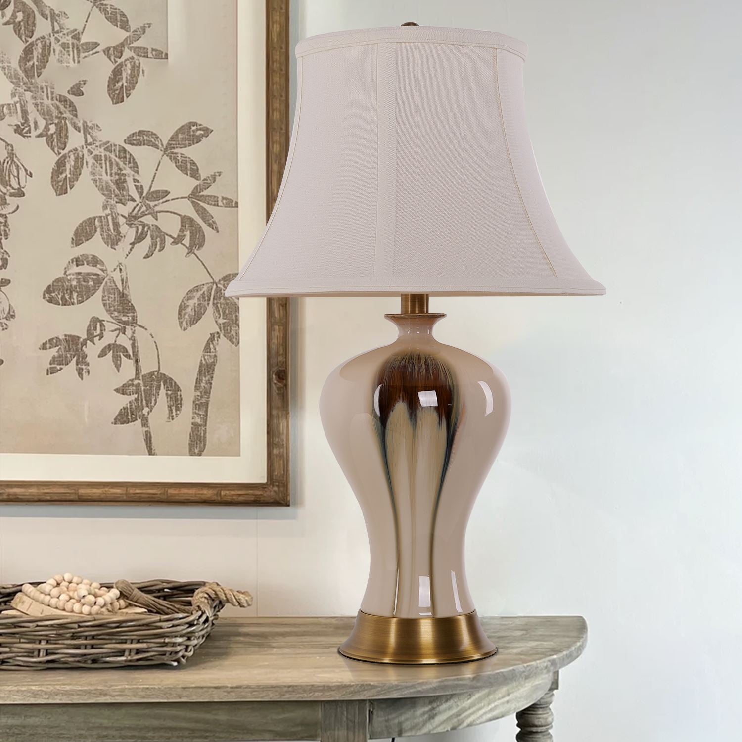 Lightsin Desk Lamp with Black Gold Gradient Glazed Ceramic Vase Design - House Comfort