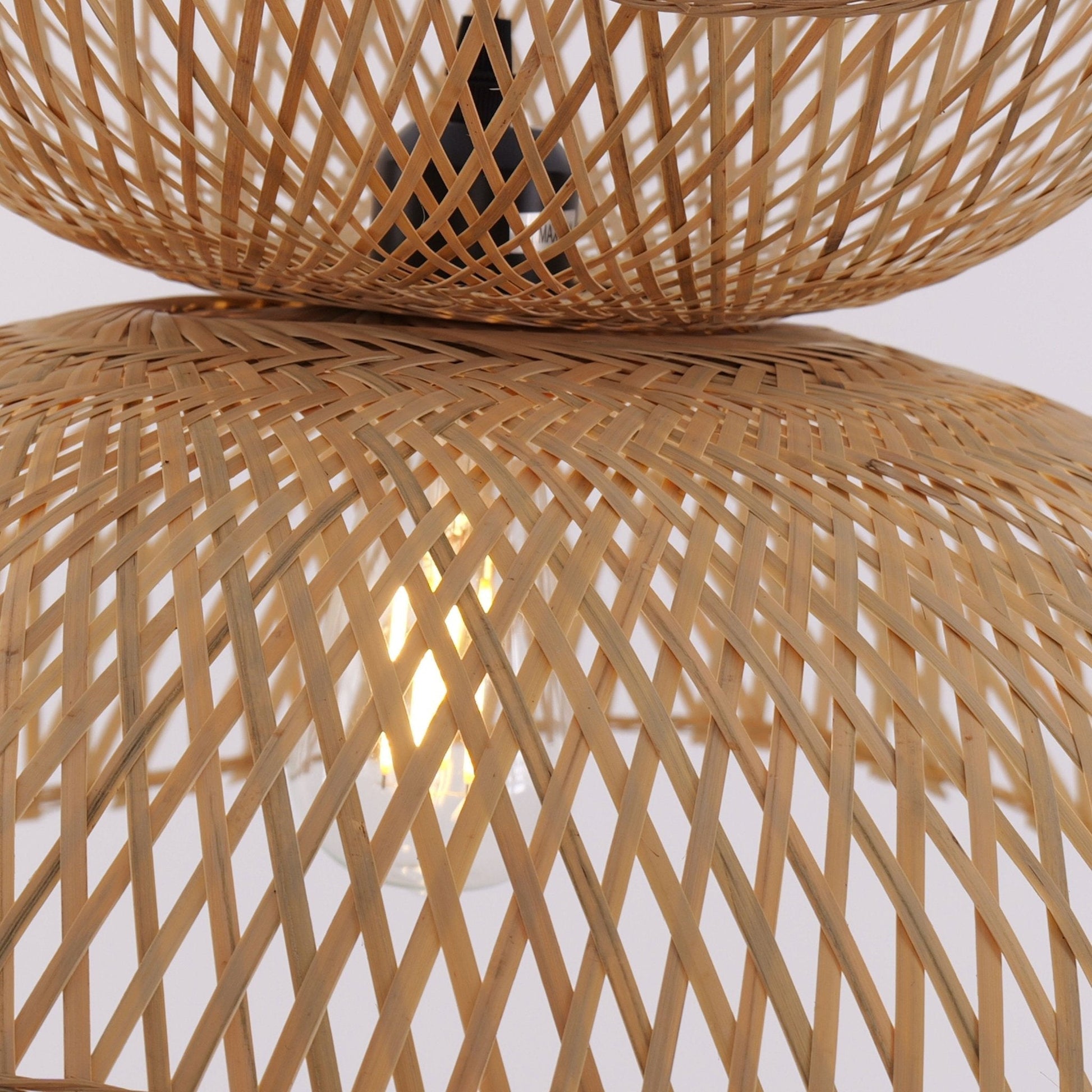 Lightsin Double - Layer Bamboo Pendant Light – Natural Ceiling Pendant Light for Living Room, Dining Area, and Boho Interiors - House Comfort