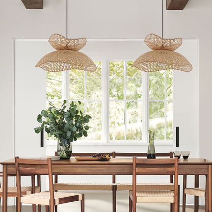 Lightsin Double - Layer Bamboo Pendant Light – Natural Ceiling Pendant Light for Living Room, Dining Area, and Boho Interiors - House Comfort