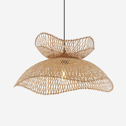 Lightsin Double - Layer Bamboo Pendant Light – Natural Ceiling Pendant Light for Living Room, Dining Area, and Boho Interiors - House Comfort