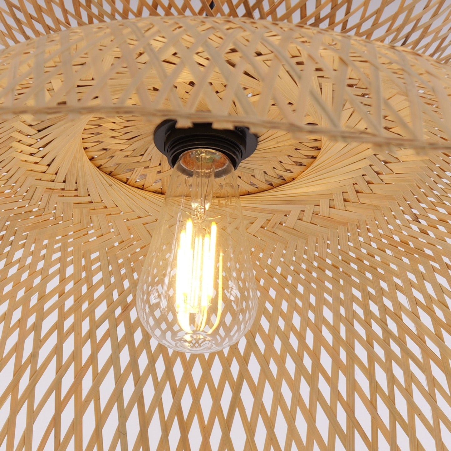 Lightsin Double - Layer Bamboo Pendant Light – Natural Ceiling Pendant Light for Living Room, Dining Area, and Boho Interiors - House Comfort