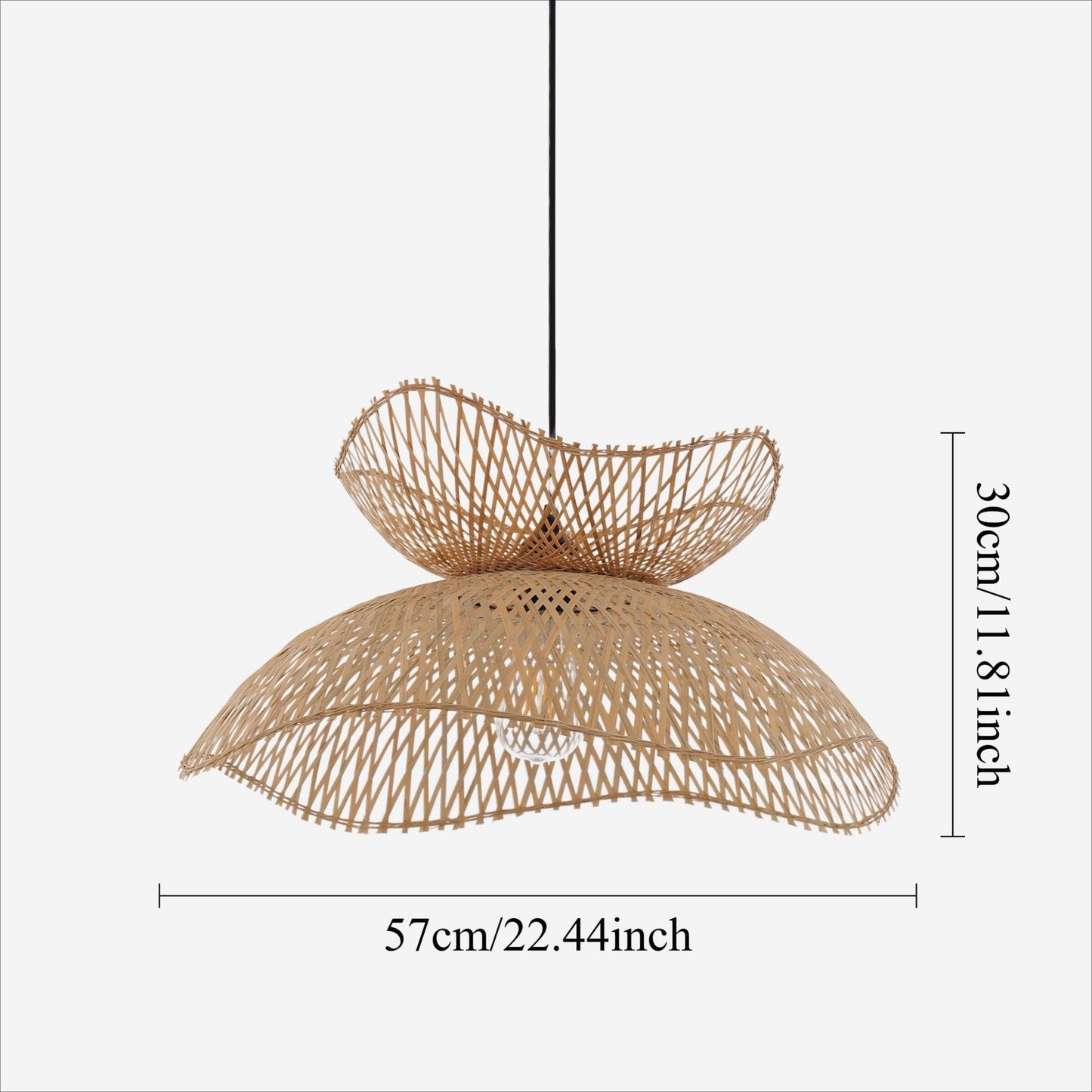 Lightsin Double - Layer Bamboo Pendant Light – Natural Ceiling Pendant Light for Living Room, Dining Area, and Boho Interiors - House Comfort