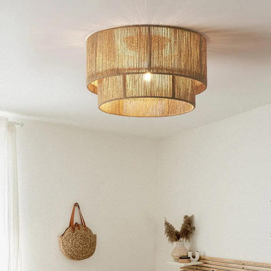 Lightsin Double Tier Hemp Rope Led Pendant Light - House Comfort
