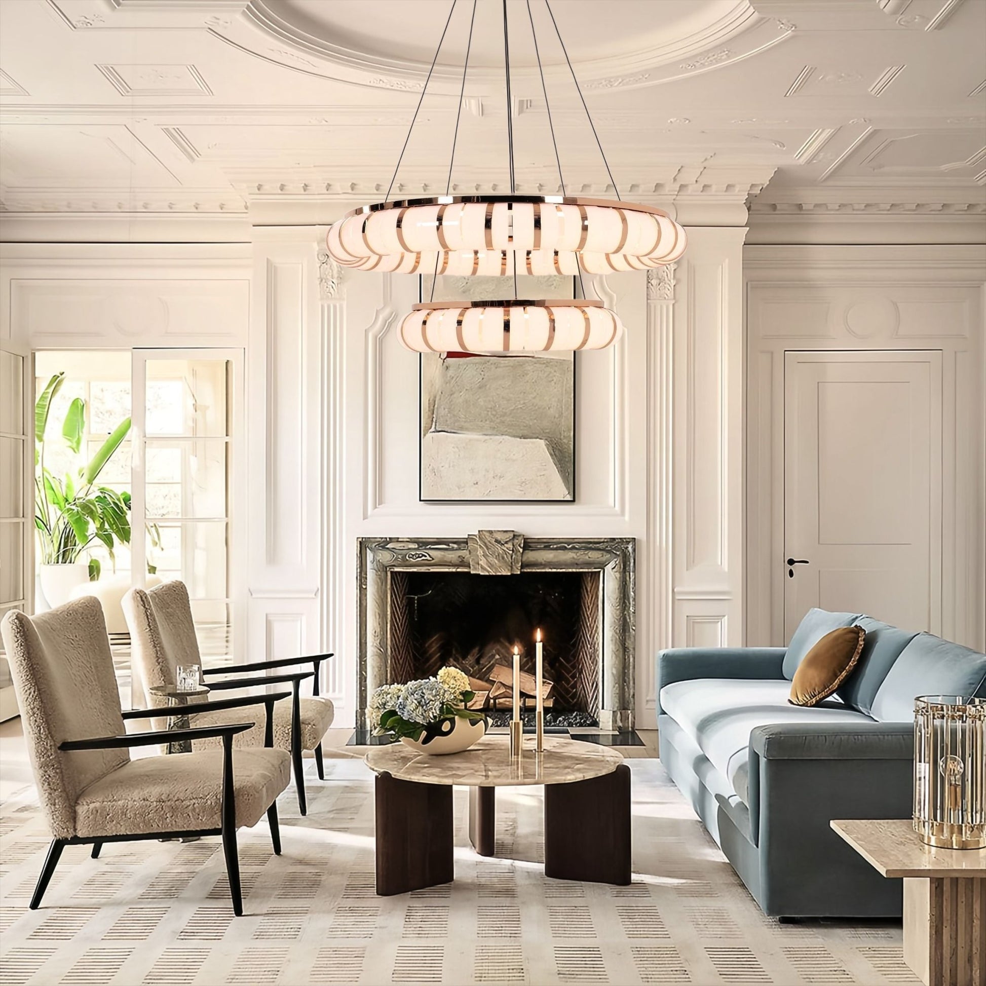 Lightsin Dual - Ring Modern LED Pendant Light with Adjustable Suspension - House Comfort