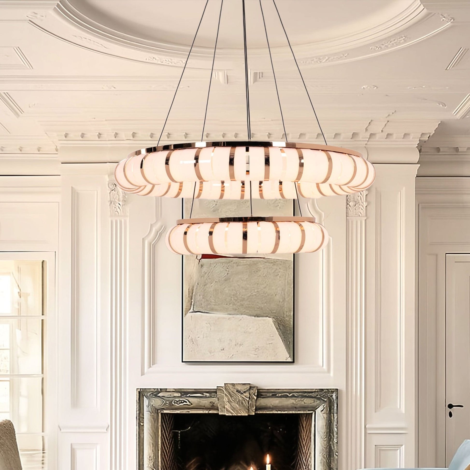 Lightsin Dual - Ring Modern LED Pendant Light with Adjustable Suspension - House Comfort