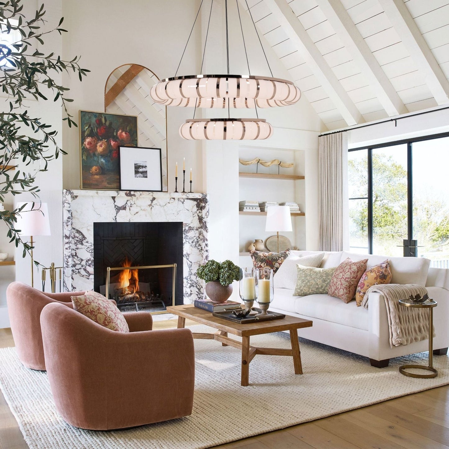 Lightsin Dual - Ring Modern LED Pendant Light with Adjustable Suspension - House Comfort