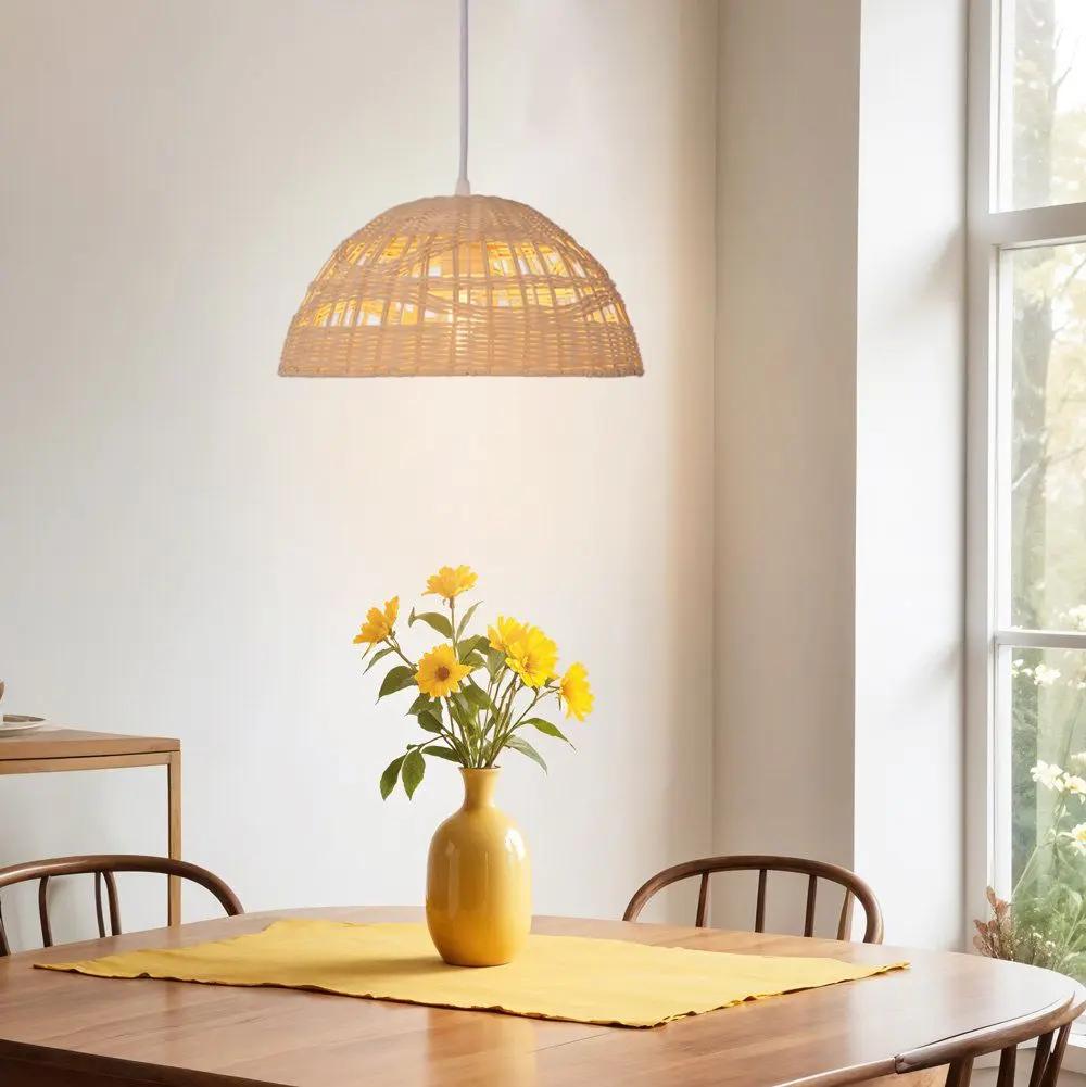 Lightsin Eco - Friendly Dome - Shaped Rattan Pendant Light for Home Decor - House Comfort