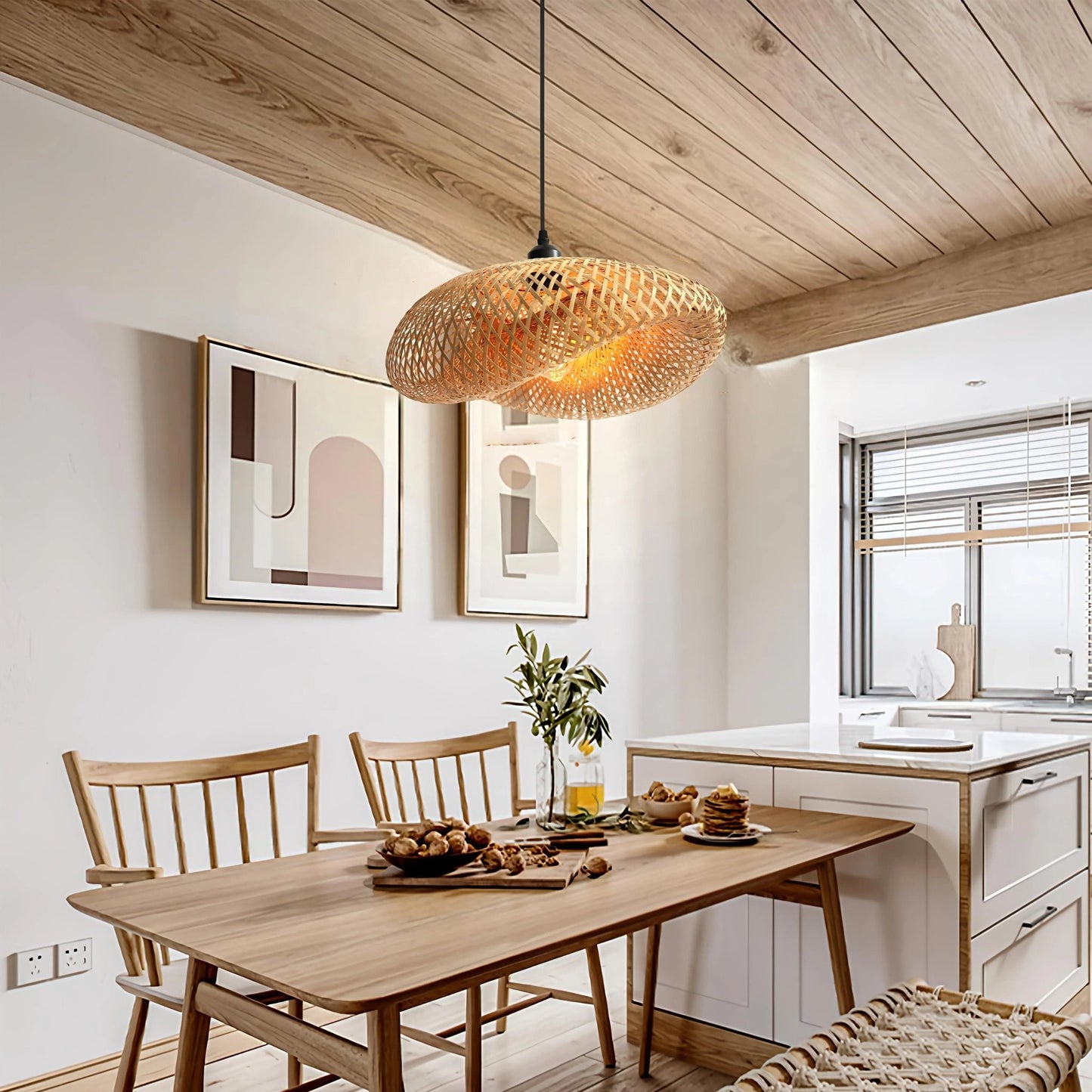 Lightsin Eco - Friendly Handmade Bamboo Pendant Light for Dining Room & Living Room - House Comfort