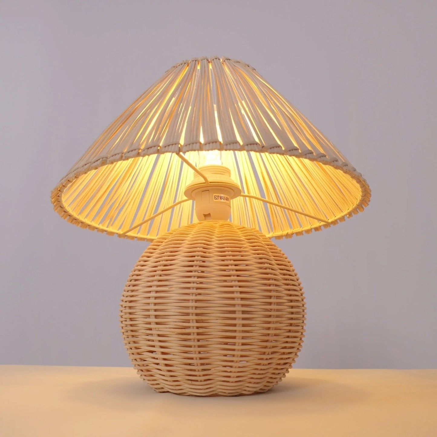 Lightsin Eco - friendly Handwoven Rattan Table Lamp - House Comfort