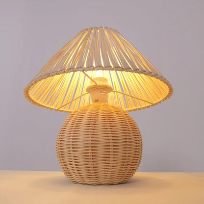 Lightsin Eco - friendly Handwoven Rattan Table Lamp - House Comfort