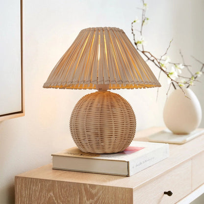 Lightsin Eco - friendly Handwoven Rattan Table Lamp - House Comfort