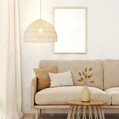 Lightsin Eco - Friendly Handwoven White Rope Ceiling Pendant Light for Bedroom, Kitchen & Living Room - House Comfort