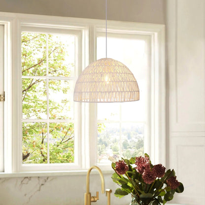 Lightsin Eco - Friendly Handwoven White Rope Ceiling Pendant Light for Bedroom, Kitchen & Living Room - House Comfort