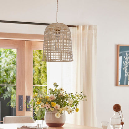 Lightsin Eco - Friendly Natural Woven Bamboo Pendant Light for Cozy Ambiance - House Comfort