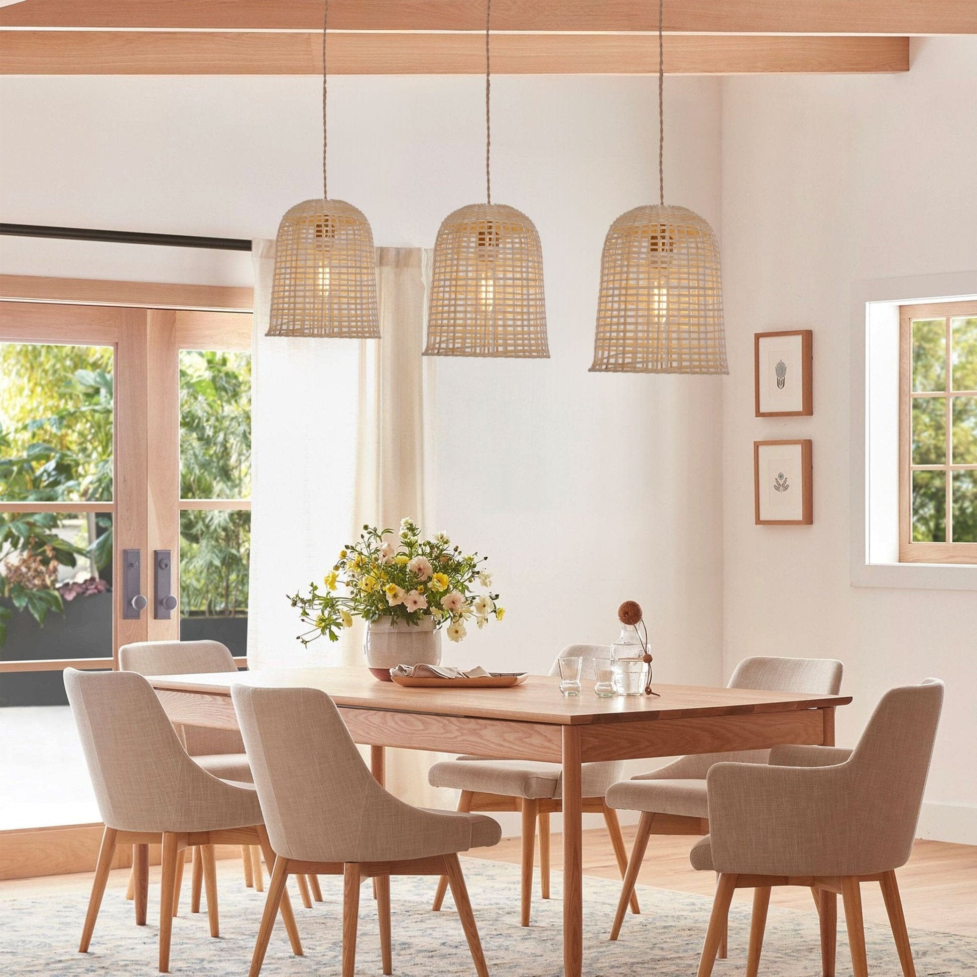 Lightsin Eco - Friendly Natural Woven Bamboo Pendant Light for Cozy Ambiance - House Comfort