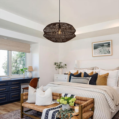 Lightsin Eco Friendly Rattan Pendant Light Handwoven Rustic Farmhouse Ceiling Light - House Comfort