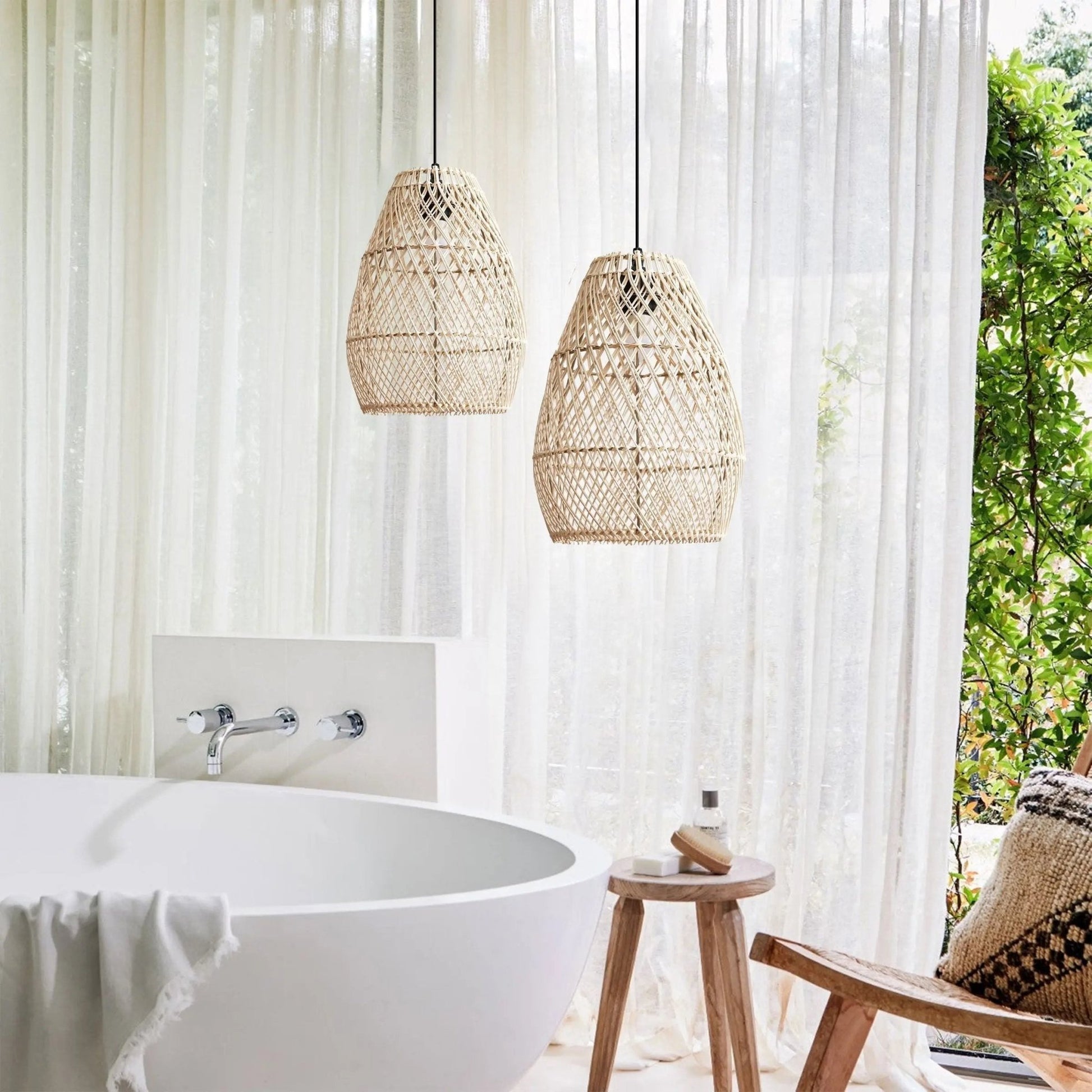 Lightsin Eco - Friendly Rustic Rattan Pendant Light For Home Decor - House Comfort